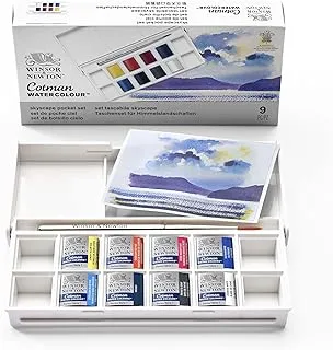 Winsor & Newton Cotman Watercolour Skyscape Pocket Set, Watercolour Paints Set, Vibrant Watercolour Paints with Excellent Transparency in 8 Colours Set with Pocket Brush - Sky Landscapes