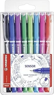 محفظة Stabilo Sensor Fineliner ، 8 ألوان ، متعددة الألوان