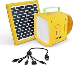 Promate Emergency Outdoor LED Light, Portable Solar Powered Emergency Lightning LED Lamp with 5w Wireless Speaker, Solar Panel, USB Charging Port, Built-In Power Bank and FM Radio, SolarTorch-1