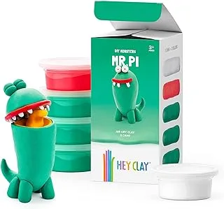 Hey Clay Monsters Claymate Pi Colorful Modeling Air Dry for Kids Kit 5 Cans with Fun Interactive App, Multicolour, HCLMM003