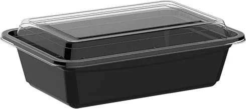 Cosmoplast 700 Ml Pack Of 10 Re24 Black Microwave Containers With Clear Lids