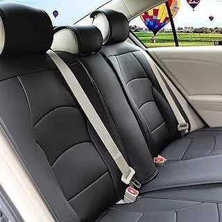 FH Group Car Seat Cover for Back Seat Solid Black Faux Leather - Universal Fit, Rear Seat Covers for Cars with Rear Split Bench, Car Seat Cushions, Car Interior Accessories for SUV, Sedan, Van