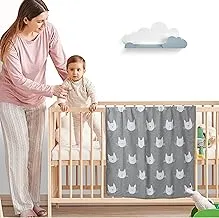 Nurtur Soft Baby Blankets for Boys & Girls - Blankets Unisex for Baby. 100% Combed Cotton, Soft Lightweight Fleece for Bed, Crib, Stroller & Car Seat- Cat/Grey