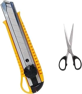 Deli E2044 Cutter & Dlw6009As2 E6009 Scissors Polished Blade For Improved Cutting - Assorted