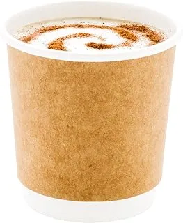 500-CT Disposable Kraft 4-oz Hot Beverage Cups with Double Wall Design: No Need for Sleeves - Perfect Cafes Eco Friendly Recyclable Paper Insulated Wholesale Takeout Coffee Cup