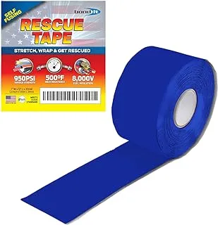 Rescue Tape | Self-Fusing Silicone Tape | Emergency Pipe & Plumbing Repair | Diy Repairs | Seal Radiator Hose Leaks | Wrap Electrical Wires | Used By Us Military | 1” X 12’ | Silicone Rubber | Blue