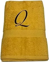 BYFT Embroidered For You 70x140 cm Bath Towel (Yellow, Letter Q)