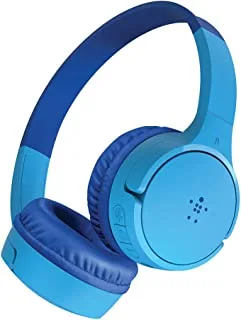 Belkin SoundForm Mini Kids Wireless Headphones with Built in Microphone, On Ear Headsets Girls and Boys For Online Learning, School, Travel Compatible with iPhones, iPads, Galaxy and more - Blue