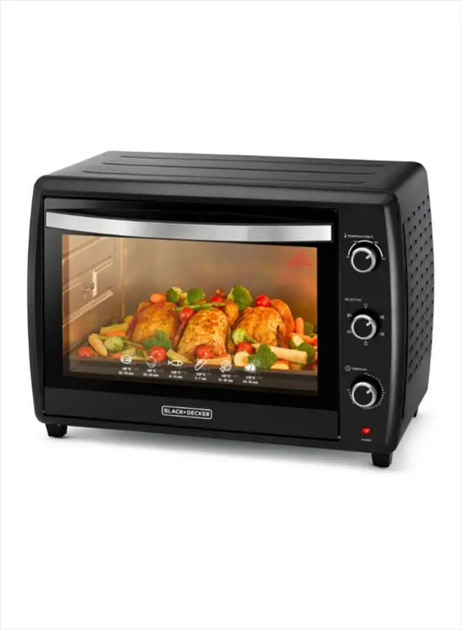 BLACK+DECKER Electric Oven Multifunction With Double Glass And Rotisserie For Toasting/Baking/Broiling 70 L 2200 W TRO70RDG-B5 Black