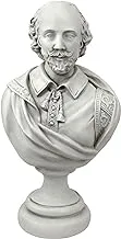 Design Toscano AH22672 William Shakespeare Bust Statue, Desktop, 12 Inch, Polyresin, Antique Stone,