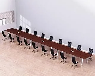 Mahmayi Meeting Table, Bentuk 139-72, Smooth & Durable Top Conference Table with Wire Management & Metal Legs for Home Office - (18 Seater, Trap Leg Apple Cherry)