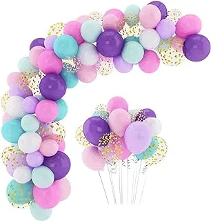 Lele Party Supplies Balloons Arch Kit - 132 Pcs Latex Balloons Confetti Balloon Garland Strip Set For Baby Shower, Paw Birthday Party, Mermaid Party Decorations