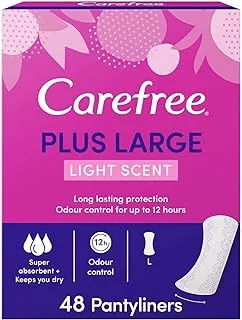 Carefree Daily Panty Liners, Plus Large, Light Scent, Pack of 48