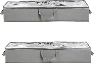 Amazon Basics Under Bed Fabric Storage Container Bags with Window and Handles - 2-Pack, 76.7 x 50.8 x 14.47 centimeters, Gray