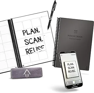 Rocketbook Smart Reusable Everyday Planner. Week, Month, Annual, To-Do List, Goal Templates. Journal and Notebook Pages. Undated Organizer, 6