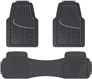 Amazon Basics 3-Piece Premium Rubber Floor Mat for Cars, SUVs and Trucks, All Weather Protection, Universal Trim to Fit，Black