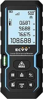 Ecvv Range Finder, Distance Meter, Portable Handle Digital Laser Measure Tool Tape Measure Area Volume 60M Range With Bubble Level And Lcd 4 Line Display