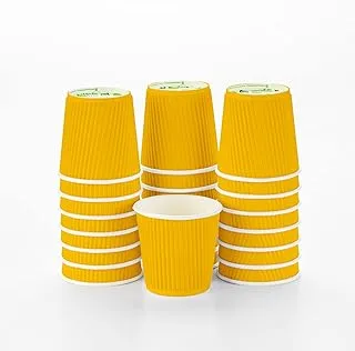 Insulated Paper Coffee Cups - Ripple Wall - Yellow - 4 oz - 500ct Box - MATCHING LIDS SOLD SEPARATELY: RWA0327GR, RWA0281B, RWA0281W