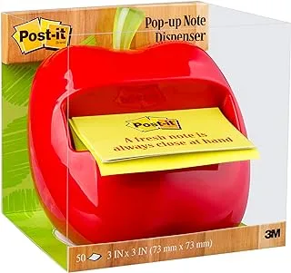 Post-it Pop-up Notes Dispenser, Apple-Shaped Dispenser and Post-it Super Sticky Pop-up Notes, 3x3 in, 1 Pad/Pack (APL-330), Red