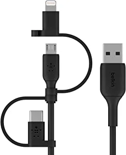 كابل بيلكين يونيفرسال (3 في 1 USB-C ، Lightning ، كابل شحن Micro-USB) شحن الهواتف الذكية ، الأجهزة اللوحية ، باور بانك والمزيد (3.3 قدم / 1 متر)