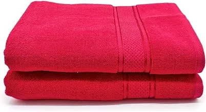 100% Cotton, 2-Piece Bath Towel Set 70x140 cm, Red, Premium Colllection