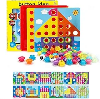 Mumoo Bear 3D Puzzles for Kids Creative Gifts Peg Puzzle Buttons Art Mushroom Nail Mosaic Pegboard DIY Jigsaw Plastic Building Bricks Pegging Board- Baby Early Learning Toys Toddler Educational Toys