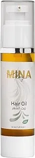 Mina Glory Hair Oil 50ml enriched with Contains Jojoba Oil, Rosemary Oil, and Shea Butter to deeply moisturize and repair dry, damaged hair, Provides Smoothness Strength Shine Silk Thicken Repair