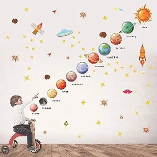 Sulfar Planet Wall Decals,Peel and Stick Removable Solar System DIY Stickers Decoration for Kids Nursery Bedroom Living Room