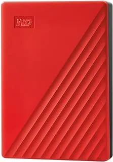 Western Digital WD 5TB My Passport Portable External Hard Drive, Red - with Automatic Backup, 256Bit AES Hardware Encryption & Software Protection-WDBPKJ0050BRD-WESN