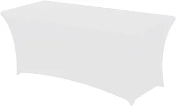 HAORUI Stretch 183cm Table Cover Rectangular-Elastic Tablecloth Spandex Lycra Fitted Folding Table Cover for Outdoor Wedding Vendor Event Show(183×76×76,White)