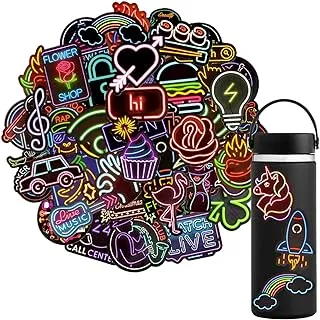 Waterproof Vinyl Stickers Pack for Laptop Water Bottle Party Supplies(50Pcs Neon Style)