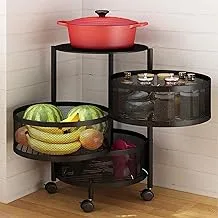 SHOWAY Kitchen Storage Rack-Rotating Vegetable Rack Floor-Standing Multi-Layer Rack, Household Shelf For Living Room Toilet(Color:3 layers)