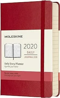 Moleskine 9 x 14 cm 12 Months Agenda Daily 2020 Hard Cover and Elastic Closure - Red