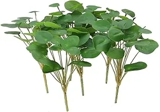 YATAI Pilea Peperomioides Leaf Bunch Flowers بخاخ نباتات اصطناعية ، فروع أوراق نباتات صناعية بالجملة ، زهور وهمية للمنزل ، مزهرية مائدة داخلية ، محور زينة الكريسماس (6)