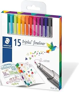 Staedtler 334 Triplus Fineliner Superfine Point Pens, 0.3 Mm, Assorted Colours, Pack Of 15