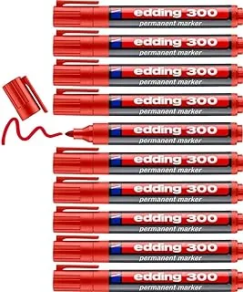 Edding E-300 Fine Tip Permanent Marker 10-Piece Set, Red