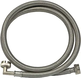 Eastman Washing Machine Connector, 3/4 Inch FHT Connection, 90 Degree Elbow, 6 Foot Braided Stainless Steel Washing Machine Hoses, 48375