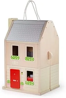 Bigjigs Toys، My First Dolls House، ألعاب خشبية، بيت الدمى الخشبية، بيت الدمى للأطفال الصغار، 13 قطعة من أثاث بيت الدمى، ألعاب البنات، هدايا للفتيات بعمر 3 سنوات، Wendy House