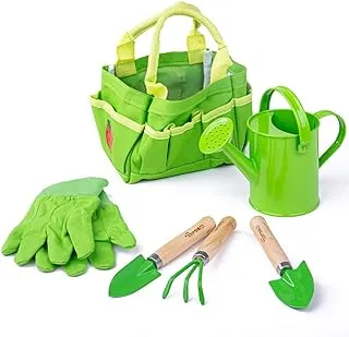 Bigjigs Toys Children's Small Tote Gardening Bag with Tools, Watering Can and Gloves