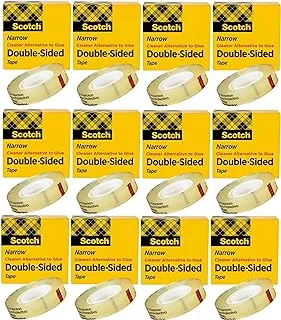 Scotch Double Sided Tape in Box 3/4 x 1299 in (19mm x 33m), 1 roll/box - 12 rolls/pack | Clear Tape | Strong adhesive | Permanent | Scrapbooking | Crafts | Photos | Double Sided Tape | Scotch Tape