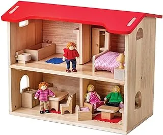 Bigjigs Toys Wooden Dolls House Complete with Accessories, Furniture and Family