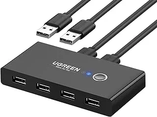 UGREEN US216-30767B 2 في 4 مخرج USB 2.0 صندوق تبديل مع كابل USB 2 × 1.5 متر - أسود