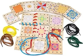 Bigjigs Toys, Lacing Tiles, Wooden Toys, Lacing Toy, Threading Toys, Wooden Threading Toys, Threading Toys For 3 Year Olds, Toddler Toys, Fine Motor Skills Toys