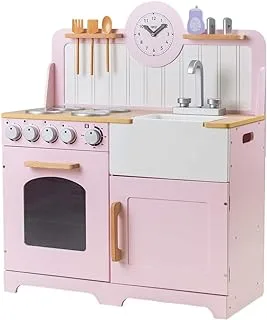 Tidlo Tidlo, Country Play Kitchen - Pink, Wooden Toys, Wooden Play Kitchen, Kids Kitchen, Toy Kitchen, Kids Kitchen Set, Kids Wooden Kitchen, Wooden Toy Kitchen, Wooden Kitchen for Kids