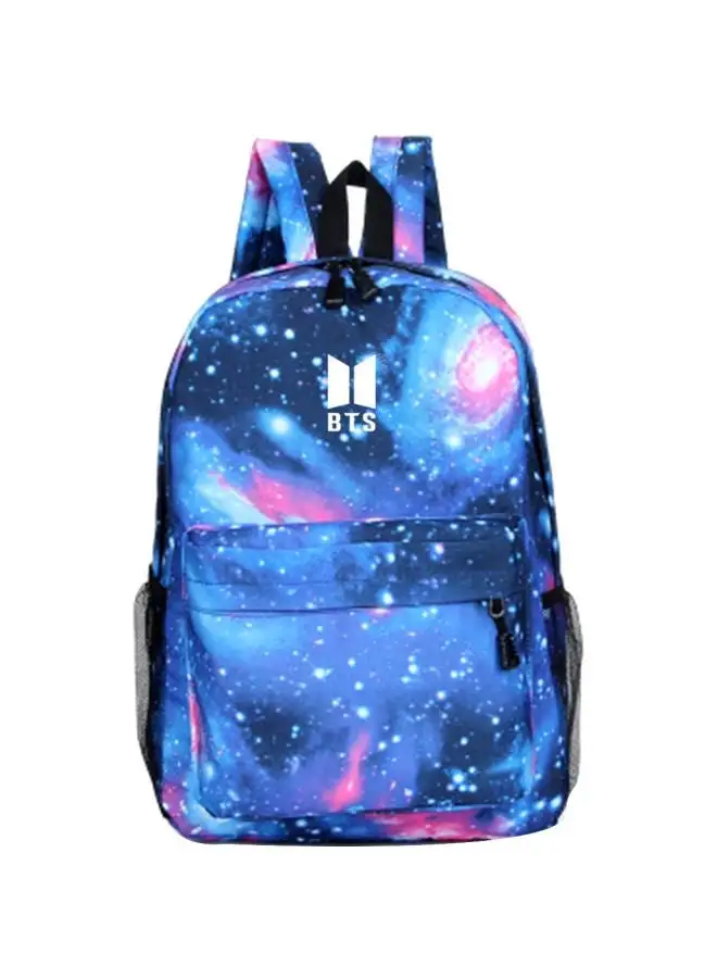 BTS Printed Canvas Backpack Blue/Pink/White