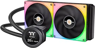 Thermaltake TOUGHLIQUID Ultra 280 RGB CPU Liquid Cooler, AMD, AM5, AM4, Intel LGA 1700/1200, 2.1 Inch Rotational LCD Display, 2000RPM Radiator Fan, TT RGB Plus 2.0. Software - Black