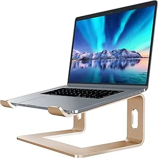 Soundance Aluminum Laptop Stand for Desk Compatible with Mac MacBook Pro Air Apple Notebook, Portable Holder Ergonomic Elevator Metal Riser for 10 to 15.6 inch PC Desktop Computer, Glod