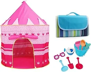 (Tent house, Beach Mat with Free Beach Bucket)-PInk