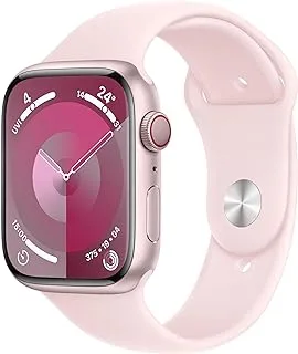 Apple Watch Series 9 [GPS + Cellular 41mm] ساعة ذكية مع هيكل من الألومنيوم الوردي وحزام رياضي وردي M/L. جهاز تتبع اللياقة البدنية، وتطبيقات الأكسجين في الدم وتخطيط القلب، وشاشة شبكية العين التي تعمل دائمًا، ومقاومة للماء