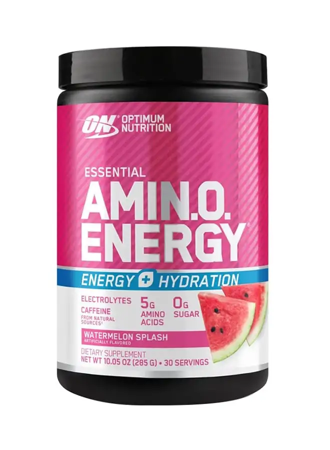 Optimum Nutrition Amino Energy Plus Electrolytes Powder - Pre Workout, Bcaas, Amino Acids, Keto Friendly, Anytime Energy Powder - Watermelon Splash, 285 G , 30 Servings